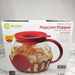 Ecolution Micro-Pop 3 Quart Microwave Popcorn Popper - Red NEW