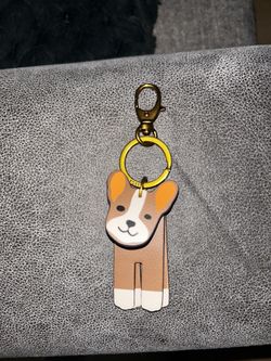 Fossil leather dog keychain