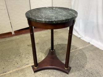 Short French Empire Neoclassic Style Green Marble Top Accent Table