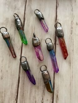Aura Quartz Crystal Pendants Necklaces