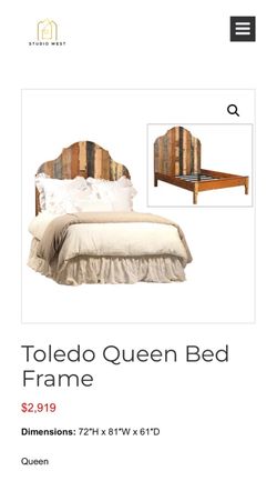 Studio West Toledo Reclaimed Wood Queen Bed Frame – Rustic Bohemian Loft Style