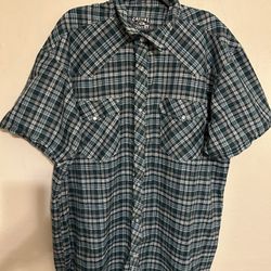 Casual Country Outfitters Men’s Shirt Plaid Peral Snap Green And White Size 3XL Short Sleeves