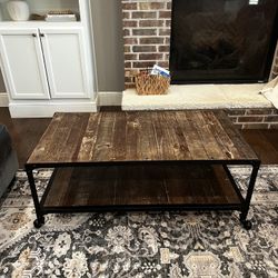 Large Wood/metal Coffee Table