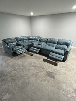 Top Grain Genuine Leather MCM Vintage Modular Reclining Sofa