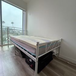 White Twin Size Bed (Mattress + Comforter Included)