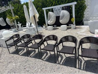 Outdoor Patio Tempered Frosted Glass NEW Table With 6 Outdoor Patio Stackable Chairs