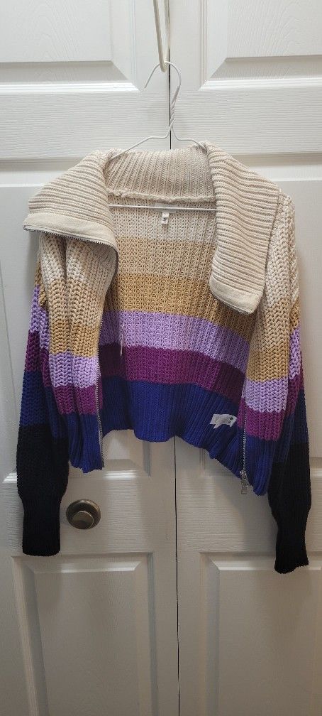 NWT Aerie Cropped Double Zip Cardigan Size Small