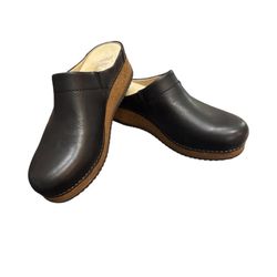 Dansko Black Leather Clogs