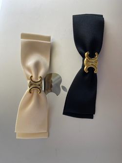 Celine Triomphe Satin Bow Hair Clips Set of 2