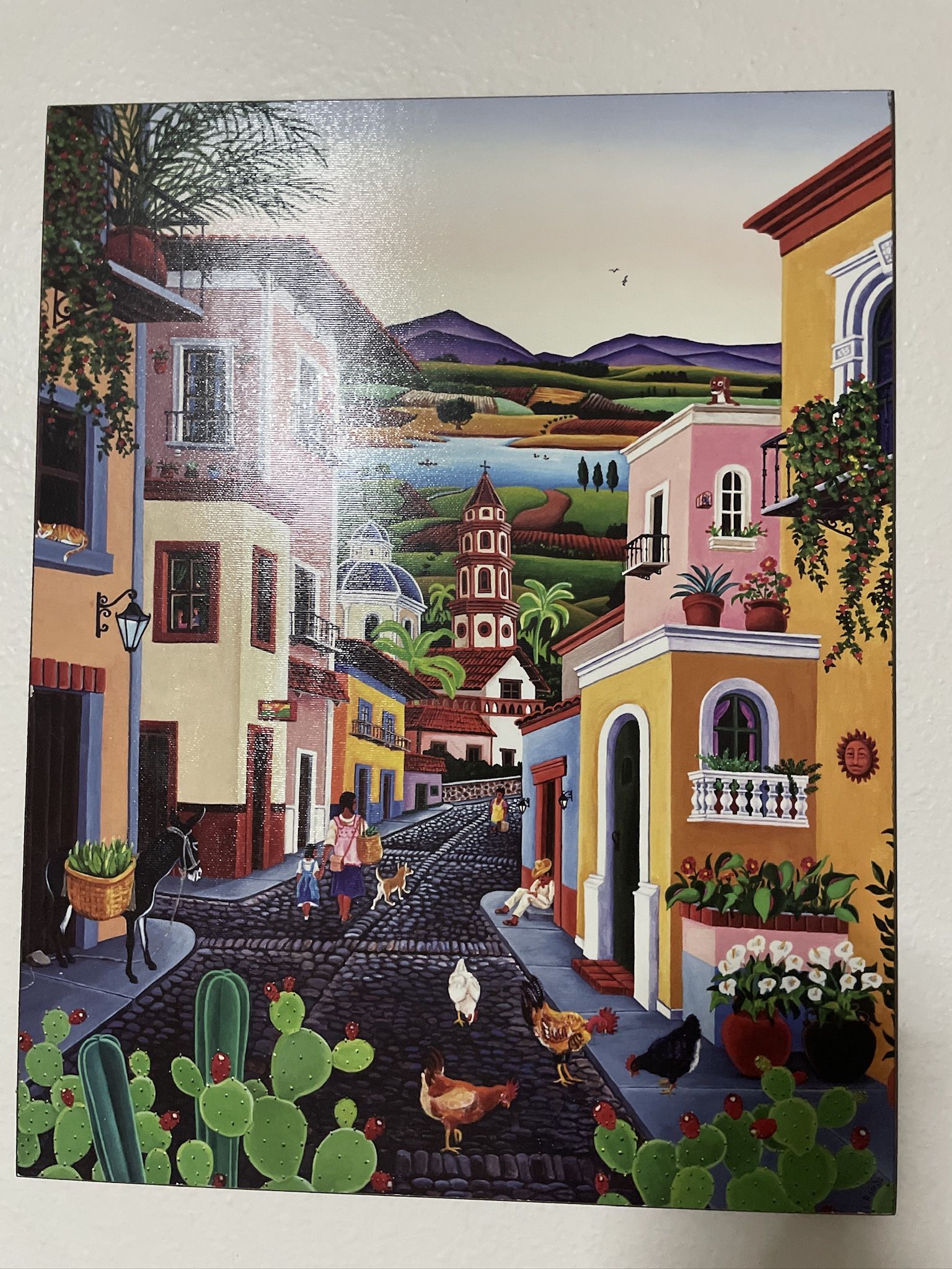 Colorful Village Scene Painting