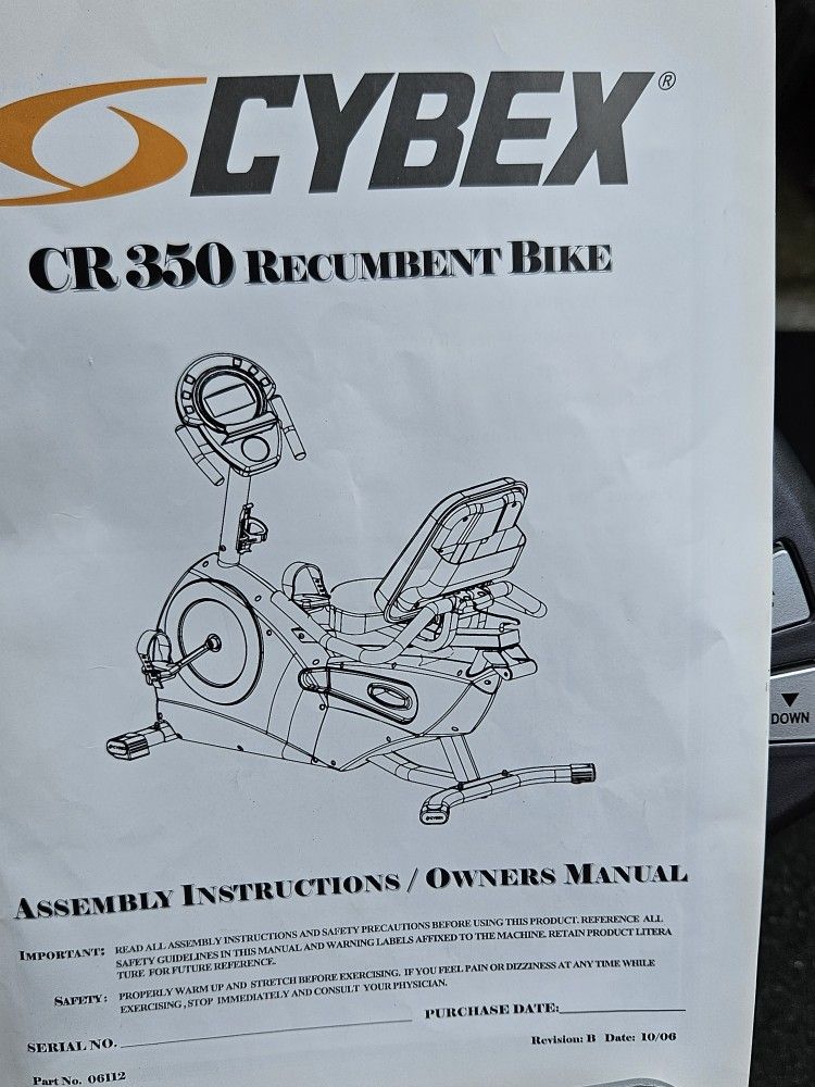Cybex cr 350 recumbent bike hotsell