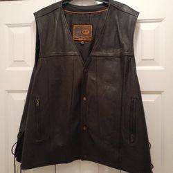Black Leather Biker Vest 5x