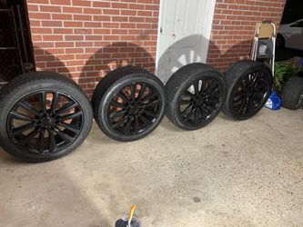 22” Cadillac Replica Black Rims with 10 Month Old Goodyear Tires