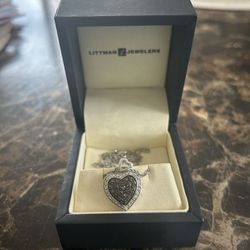 Black Diamond Sterling Silver Pendant Necklace 