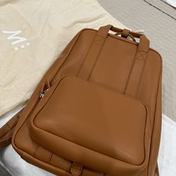 Monos Metro Duffle Backpack Vegan Leather Saddle Tan Like New