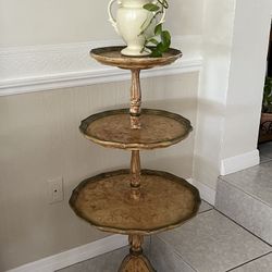 Antique French Provincial Round 3-Tiered Table