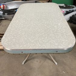 Vintage 1950s Formica Chrome Studded Table W/Leaf