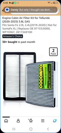 CocoAuto Engine & Cabin Air Filter Kit 2-Pack