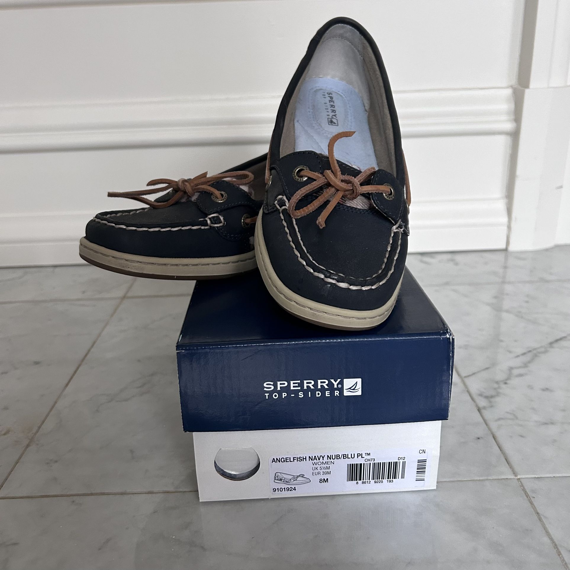 Sperry Angelfish Navy Boat Shoe - Size 8