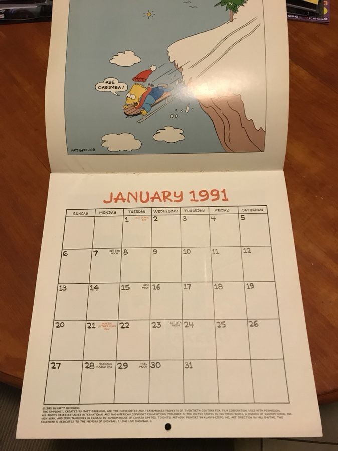Simpsons 1991 Calendar for Sale in Phoenix, AZ - OfferUp