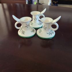 CHRISTMAS TREE SPODE  3 CANDLE HOLDERS 