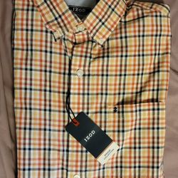 Izod Button Down Dress Shirt Short Sleeve NEW WITH tags Small