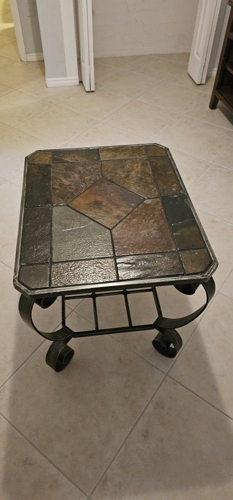 End Table, Coffee Table IRON and FLAGSTONE