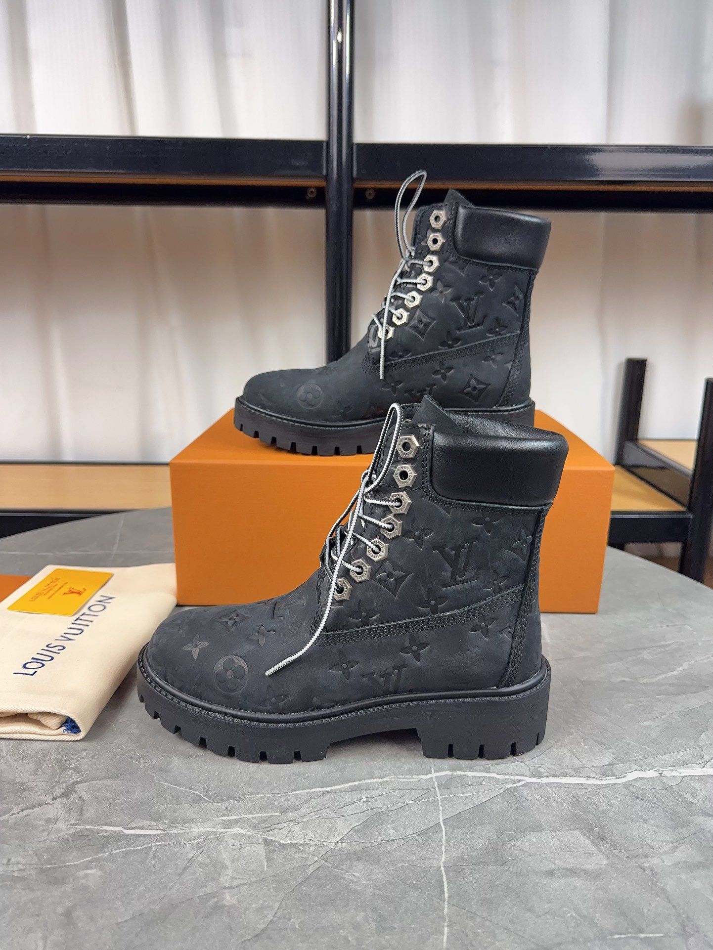 Louis Vuitton Black Monogram Ankle Boots