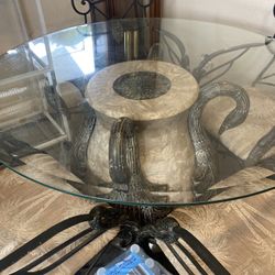 Swan glass Metal Dining Table 4 Chairs 