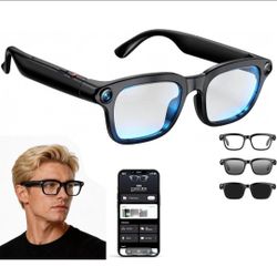 Smart Glasses with Camera, 1080P Video Recording & Photo Capture, Open-Ear Bluetooth Audio, AI Translation & Voice Assistant, Dual Lens Wearable Sungl
