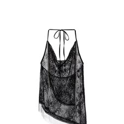 NWT Zara Black lace fringe top with tie back detail. Size: S