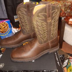 New Ariat Groundbreaker Men's Cowboy Work Boots Sz 11.5 $110 Firm