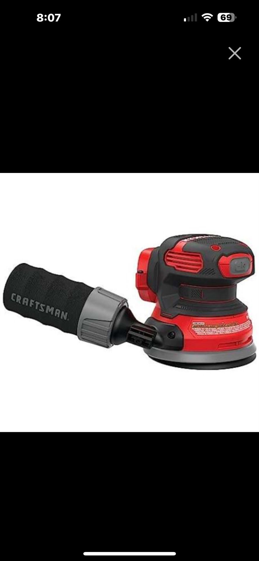 CRAFTSMAN V20 Orbital Sander, Cordless, 12,000 OPM,(CMCW220B)
