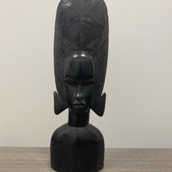 Hand Carved Ebony Wood Female African Bust