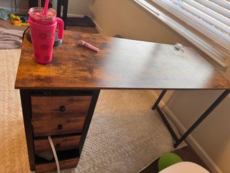 Rustic Brown Desk with 4 Drawers