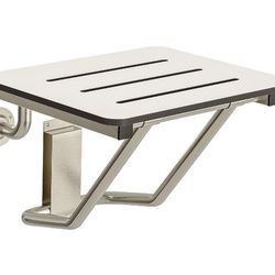 18" x 16" ADA Compliant Phenolic White Folding Shower Seat Bench Wall Mount Foldable Bathroom Shower Chair with Stainless Steel Support, 400 lbs 