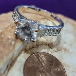Ladies Silver Engagement Ring