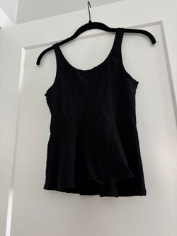 Black Women's Scoop peplum Neck Tank Top
