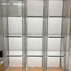 IKEA Detolf Glass Display Cabinets w/Lights Set of 3