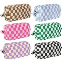 CHECKERBOARD KNIT COSMETIC/STATIONARY ACCESSORIES POUCH