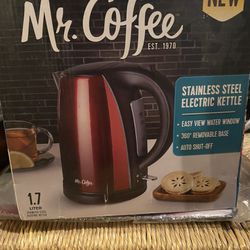 Mr. Coffee Stainless Steel Electric Kettle, Red  $35 