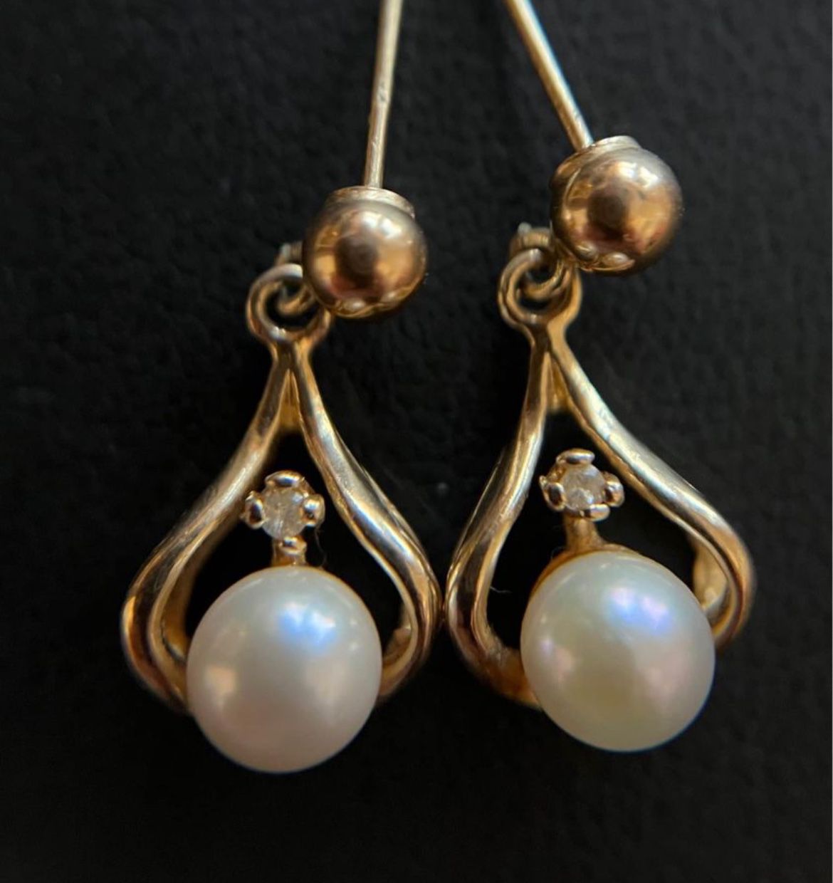 14k pearl and diamond earrings