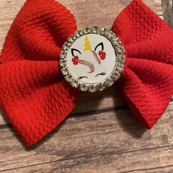 Baseball Unicorn Hair Bow