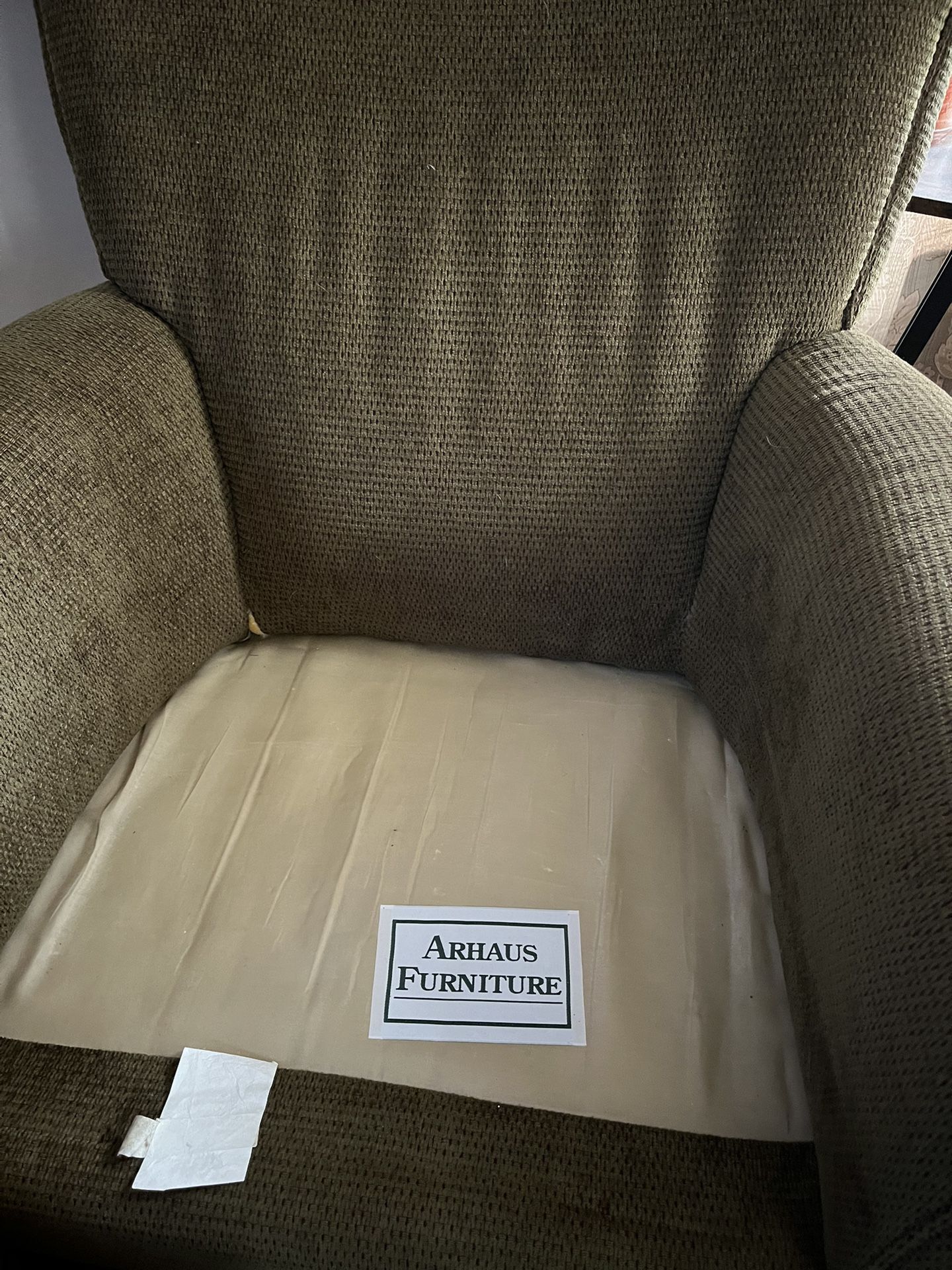 Arhaus Couch And Two Side Chairs With Rocker Recliner