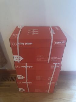 3 cases of copy paper 92 bright 20lbs from staples.