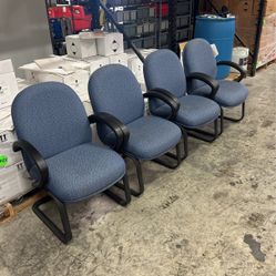 4 Blue Office Chairs 