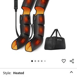 Air compression leg massager with heat