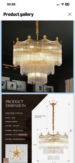 Lámpara d cristal para sala o comedor