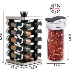 Orii 20 Jar Spice Rack With Tower Organizer (free Refills For 5 Years!)