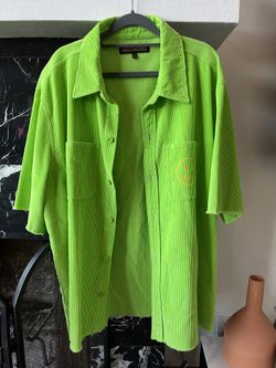 Drew House Neon Green Corduroy Button Up Shirt